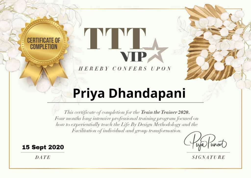 Certified life coach in chennai - Priya Dhandapani